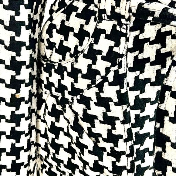 Me Jane Houndstooth Trench Coat Jacket Size S Wool Blend Black White - Picture 5 of 10